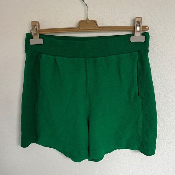 Monrow Fuzzy Fleece Shorts Small Emerald Green - Picture 1 of 4